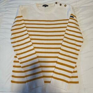 💛 Week-End a la Mer Women’s 100% Cotton Striped Knit Sweater - Size 42 (US L)